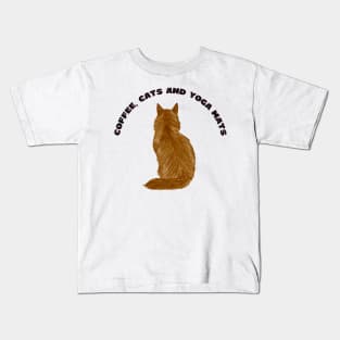 Coffee cats and yoga mats funny yoga and cat drawing Kids T-Shirt